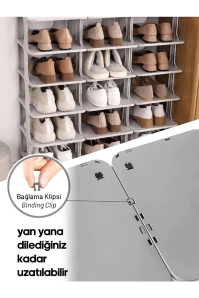 Çoğaltılabilir 5 Bölmeli Ayakkabılık Düzenleyici Organizer Dekoratif Terlik Ayakkabı Düzenleyici - 3