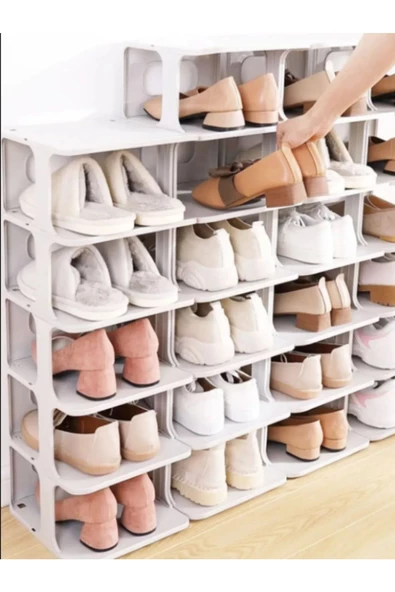 Çoğaltılabilir 5 Bölmeli Ayakkabılık Düzenleyici Organizer Dekoratif Terlik Ayakkabı Düzenleyici - 2