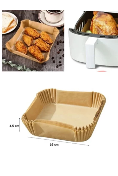 50 Adet Fırın Kağıdı Sıcak Hava Fritözü Için Kağıt Altlık Yapışmaz Parşömen Kağıdı - 2