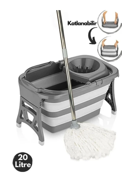 Akordiyon Mop Katlanabilir Temizlik Seti Seti 20lt Paspas - 3