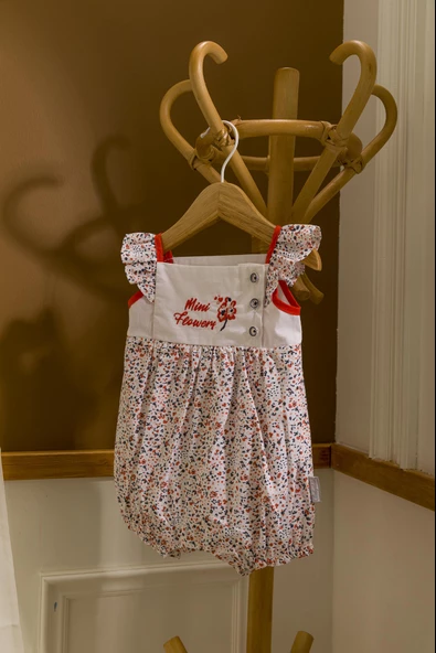 Çiçek Desen Bayramlık Kız Bebek Tulum 13725 - 2