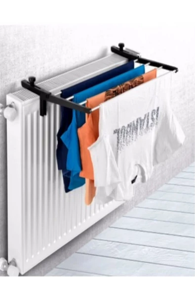 Siyah Katlanır Petek Üstü Çamaşır Kurutma Askısı (4 Tell 60cm ) - Resim 2