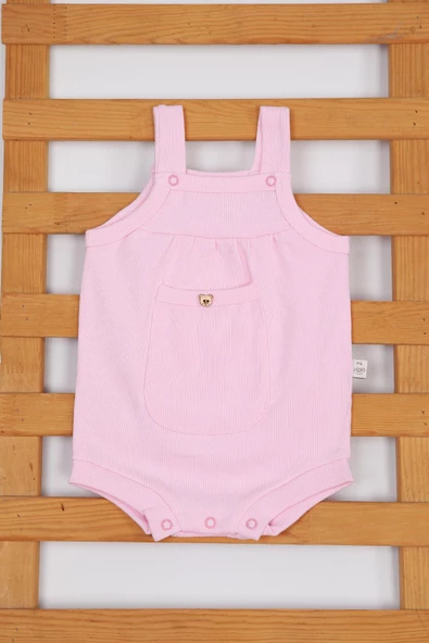 Kaşkorse Cepli Yazlık Kız Bebek Salopet - Resim 3