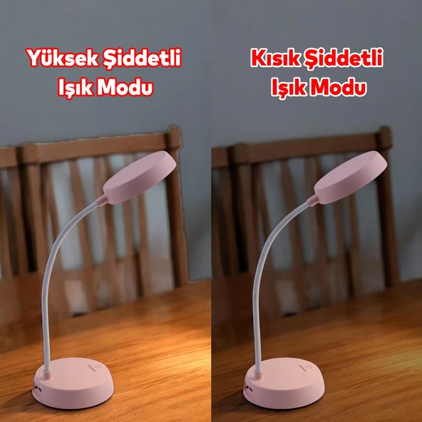 Şarjlı Akrobat 360° Masa Üstü Lamba 3 Kademe Dokunmatik Çalışma Okuma Işığı Gece Lambası Soft Işık - Resim 6