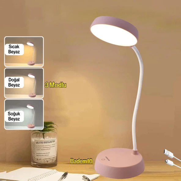 Şarjlı Akrobat 360° Masa Üstü Lamba 3 Kademe Dokunmatik Çalışma Okuma Işığı Gece Lambası Soft Işık - Resim 2