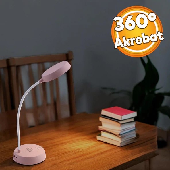 Şarjlı Akrobat 360° Masa Üstü Lamba 3 Kademe Dokunmatik Çalışma Okuma Işığı Gece Lambası Soft Işık