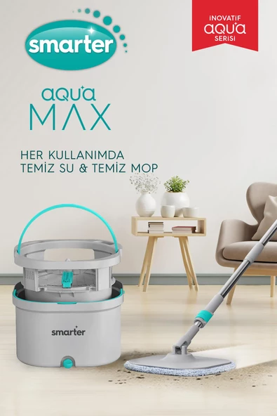 SMARTER AQUA MAX TEMİZ & KİRLİ SUYU AYIRMA ÖZELLİĞİ ÇİFT KOVA OTOMATİK TEMİZLİK SETİ MOP PASPAS - 2