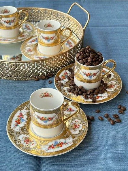 Royking Gold 6 lı Kahve Fincan Takımı MNG 23