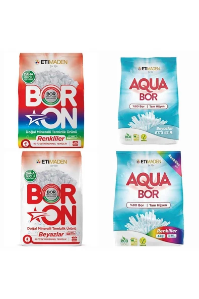 ETİ MADEN Aqua Bor Renkli 4 Kg+ Aqua Bor 4 Kg Beyazlar++Boron 4 Kg Beyazlar+ Boron 4 Kg Renkliler