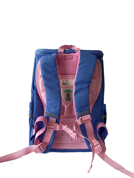 Hello Dragon Unisex Omurga Koruyucu Laptop&Sırt Çantası Açık Mavi - Pembe Dinazor Desenli - 2