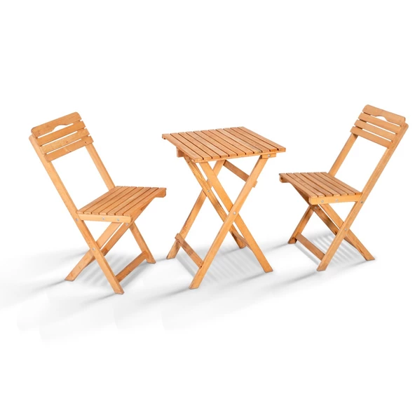 Bahex Tiny 2+1 Ahşap Balkon Bistro Set