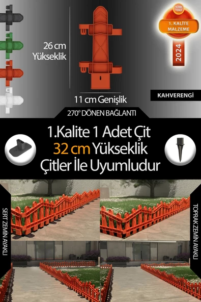 Uzunluk - Köşe - Kenar Tamamlama Çiti (32 Cm Yükseklik Çit ile Uyumludur) - 3
