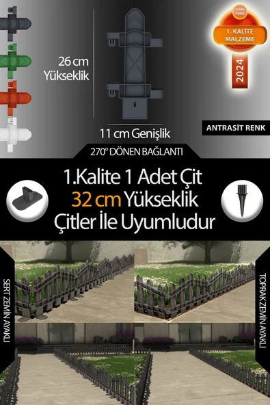 Uzunluk - Köşe - Kenar Tamamlama Çiti (32 Cm Yükseklik Çit ile Uyumludur) - 4