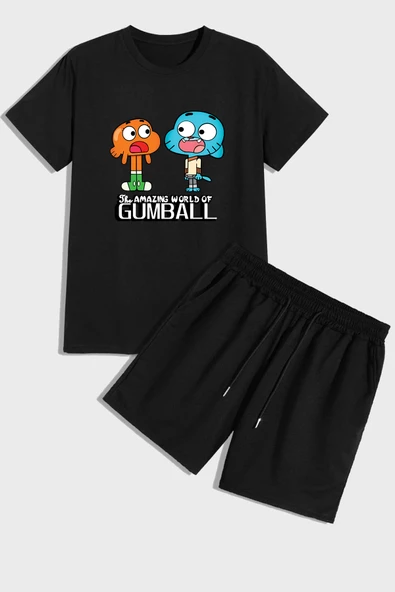 Gumball Baskı Şort Takım