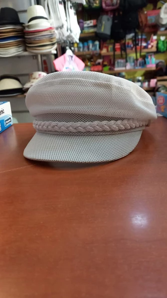 yazlık kaptan şapkası fileli beyaz renk