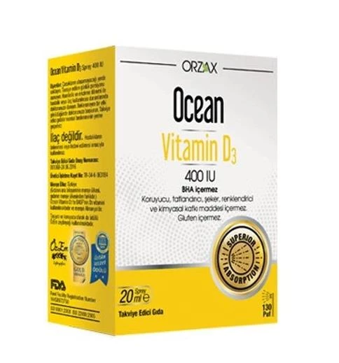 Orzax Ocean Vitamin D3 400 IU Sprey 20ml