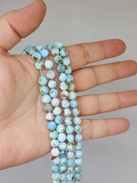 Larimar Taşı Faset Kesim Dizi 7mm (52796) ürün görseli