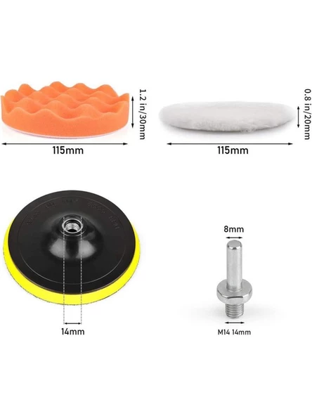 Rodex Pasta Cila Polisaj Süngeri Pedi Seti 115 mm Otomotiv Parlatıcı 11 Parça - 3