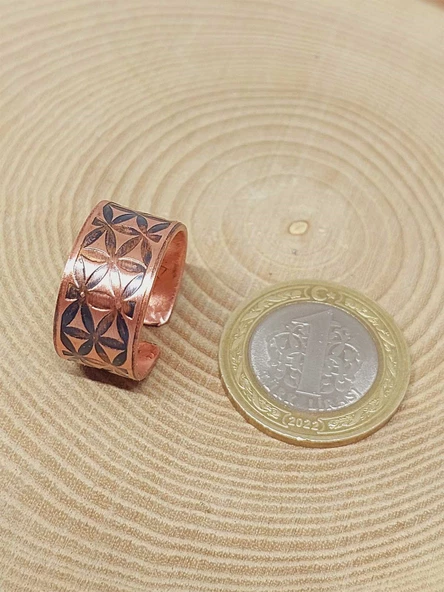 Motifli Bakır Yüzük (Ayarlanabilir) (52786) - Resim 2