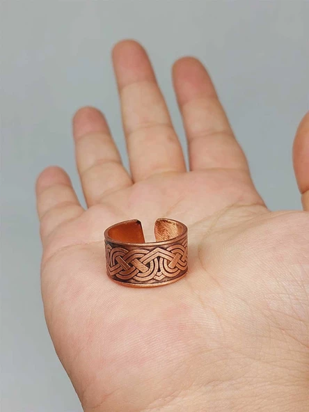 Motifli Bakır Yüzük (Ayarlanabilir) (52784) - Resim 3