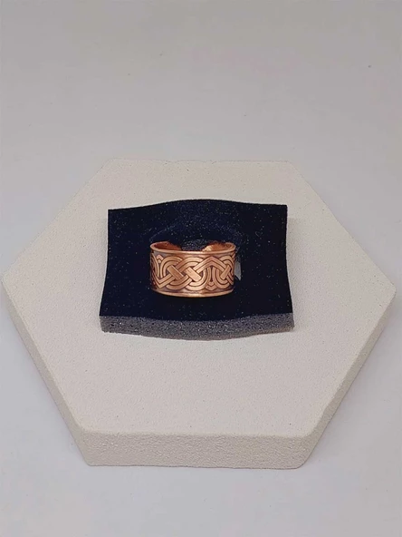 Motifli Bakır Yüzük (Ayarlanabilir) (52784) - Resim 4