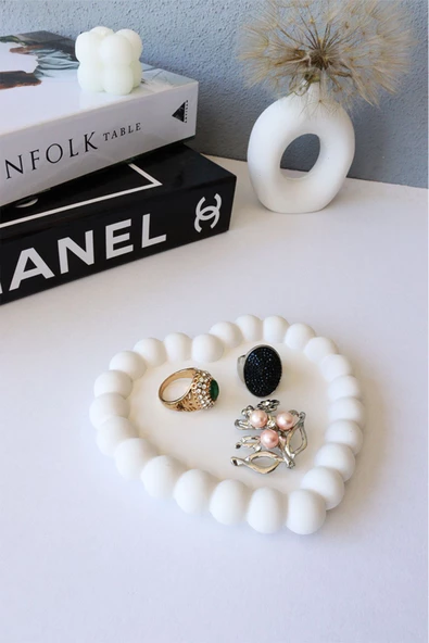 Taş Tozu Kalıbı – Dekoratif Bubble Kalp Tabak – Silikon Kalıp - 2