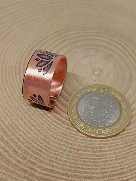 Lotus Sembollü Bakır Yüzük (Ayarlanabilir) (52780) - Resim 2