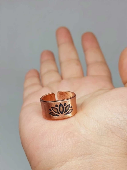 Lotus Sembollü Bakır Yüzük (Ayarlanabilir) (52780) - Resim 3