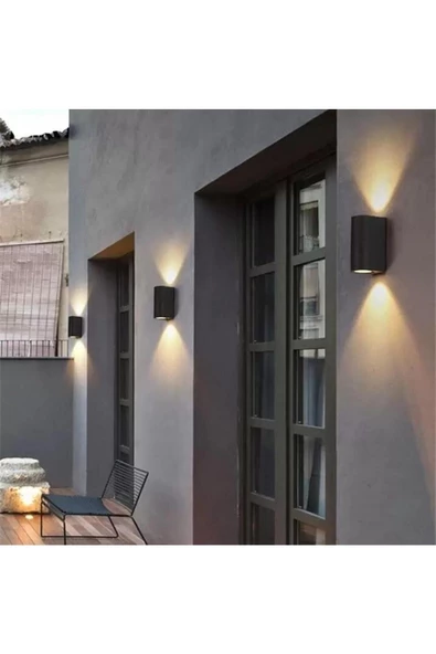 Iki Yönlü Dekoratif Oval Duvar Aplik - Siyah - Pc Gövde - Ip65 - Gu10 - Z13645 - Resim 4