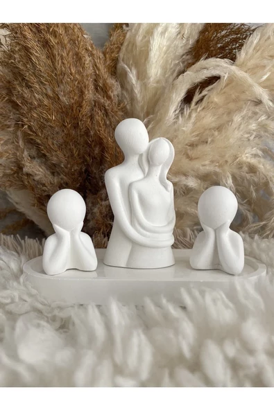 Taş Tozu Kalıbı – Dekoratif Çocuklu Aile Obje Biblo Seti – Silikon Kalıp - 3