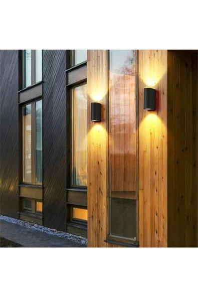 Iki Yönlü Dekoratif Oval Duvar Aplik - Siyah - Pc Gövde - Ip65 - Gu10 - Z13645 - Resim 3