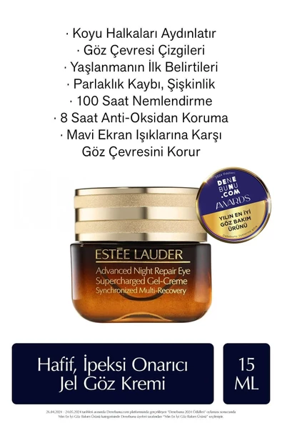 Estee Lauder Göz Kremi - Advanced Night Repair Supercharged Jel Göz Kremi 15ml, Onarıcı, Koyu Halka Karşıtı