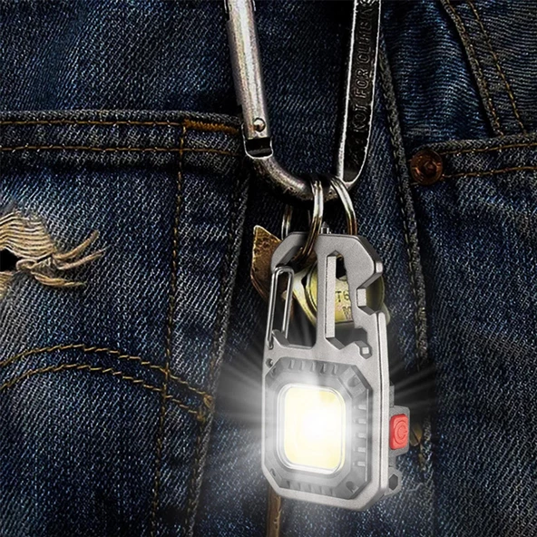 Mini Led El Feneri Anahtarlık Taşınabilir Kamp Lambası Alet Tornavida Şişe Açacağı Sos Işık Cam Kır - 7