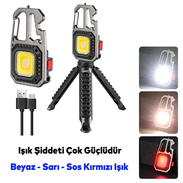 Mini Led El Feneri Anahtarlık Taşınabilir Kamp Lambası Alet Tornavida Şişe Açacağı Sos Işık Cam Kır - 2