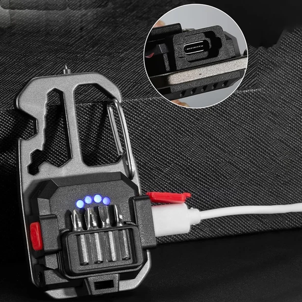 Mini Led El Feneri Anahtarlık Taşınabilir Kamp Lambası Alet Tornavida Şişe Açacağı Sos Işık Cam Kır - 4