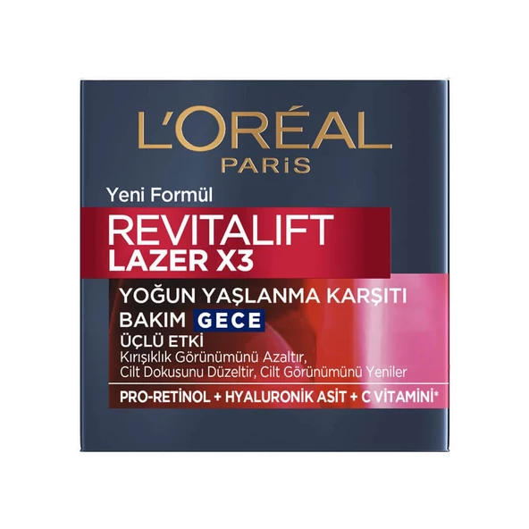 Loreal Paris Revitalift Lazer X3 50 ml Yaşlanma Karşıtı Gece Kremi