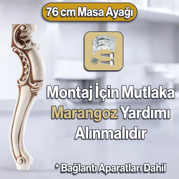 Valenta Masa Dresuar Ayağı 76 cm Plastik Ayak Mutfak Yemek Masası Mobilya Ayakları Krem Kahve - Resim 6