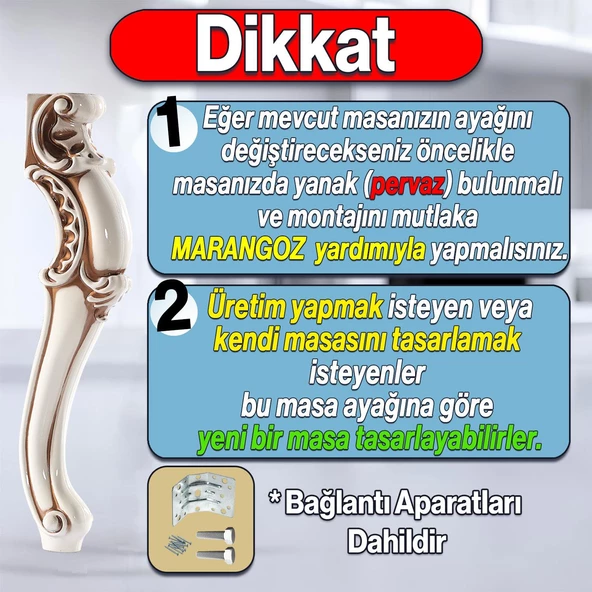 Valenta Masa Dresuar Ayağı 76 cm Plastik Ayak Mutfak Yemek Masası Mobilya Ayakları Krem Kahve - Resim 2