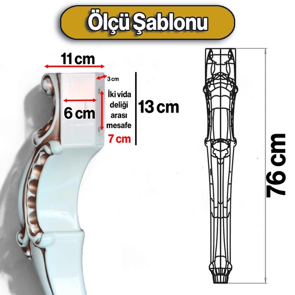Valenta Masa Dresuar Ayağı 76 cm Plastik Ayak Mutfak Yemek Masası Mobilya Ayakları Krem Kahve - Resim 5