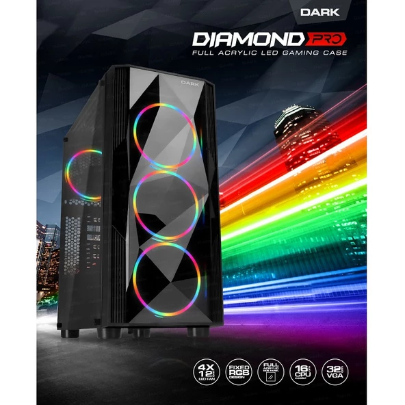 DARK DIAMOND PRO DKCHDIAMONDPRO POWERSIZ Gaming Mid-Tower PC Kasası ürün görseli