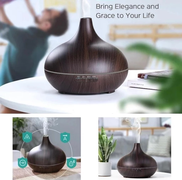 Ultrasonik Aroma Hava Nemlendirici Hava Difüzör Kokulu Uçucu Yağ Difüzör 500 ml Kumandalı Led Işıklı - 5