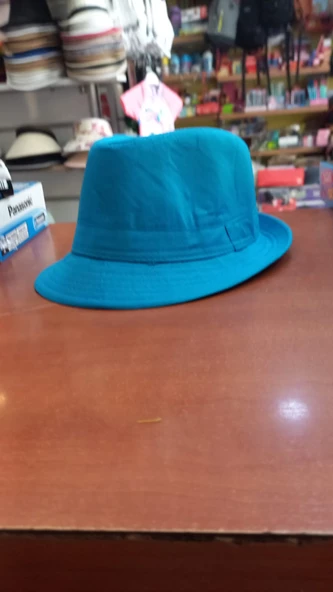 çocuk mavi renk fötr şapka unisex model 52 cm