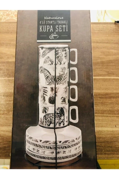 Naturalove 4lü Standlı Ve Tabaklı Kupa Seti - 3