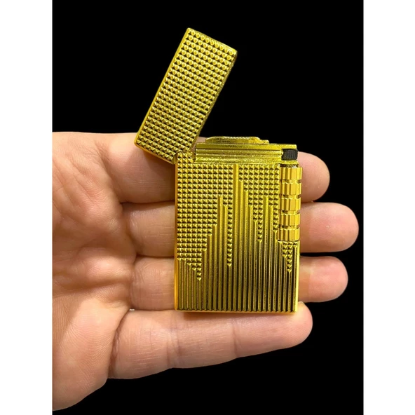 Sarı Nokta Desenli Yandan Çarklı Metal Gazlı Çakmak - 2