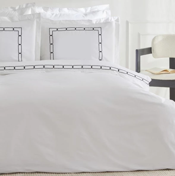 Karaca Home White Colllection Diane Beyaz Çift Kişilik Nakışlı Percale Nevresim Takımı - 6