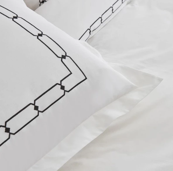 Karaca Home White Colllection Diane Beyaz Çift Kişilik Nakışlı Percale Nevresim Takımı - 4