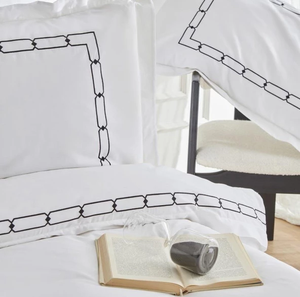 Karaca Home White Colllection Diane Beyaz Çift Kişilik Nakışlı Percale Nevresim Takımı - 5