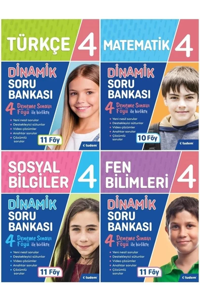 Tudem Yayınları 4. Sınıf 4'lü Dinamik Serisi (TÜRKÇE MATEMATİK SOSYAL B. FEN B.)