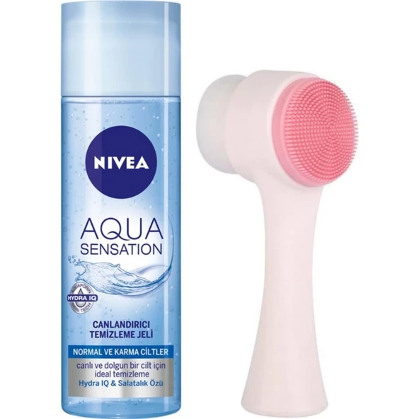 Nivea Aqua Sensation Canlandırıcı Temizleme Jeli 200 ML + Cilt Temizleme Fırçası