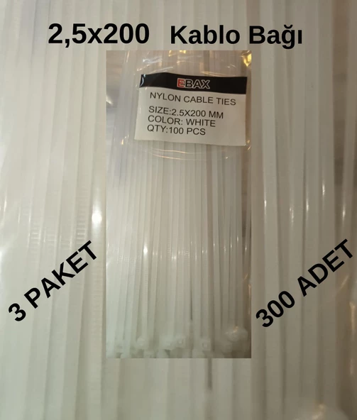 Ebax Kablo Bağı 200*2.5 3 Paket (300ad.)